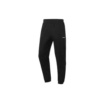 Штаны мужские спортивные Li Ning Training Series из флиса, теплые, однотонные, с манжетами, черные AKLQ731-1 XL