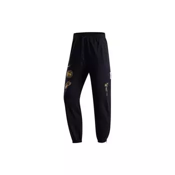 Штаны мужские спортивные Nike NBA Golden State Warriors с логотипом и принтом манжет, трикотажные, черные FB4485-010 XL