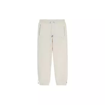 Штаны мужские спортивные однотонные флисовые с манжетами Li Ning Wade Series, белые, с оттенком AKLS115-6 XXXL