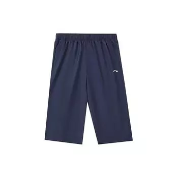 Штаны мужские спортивные с принтом логотипа Li Ning Solid Color, трикотажные, синие, AKQT025-2 S