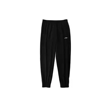 Штаны мужские спортивные трикотажные с однотонным логотипом серии Li Ning Lifestyle, быстросохнущие, с прохладной манжетой, черного цвета AYKR103-1 S
