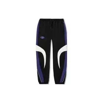 Штаны спортивные свободные Li Ning Color Block средней посадки, трикотажные, унисекс, черные AYKU147-1 M