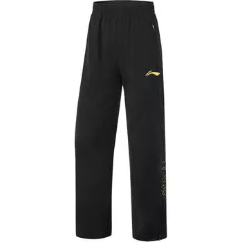 Штаны женские для настольного тенниса Li Ning средней посадки с однотонным логотипом, трикотажные спортивные, черные AYKU772-1 M