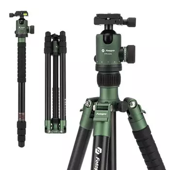 Штатив для камеры Fotopro 172 Компактный дорожный штатив с шаровым съемным моноподом с быстросъемным креплением и максимальной нагрузкой 12 кг Predator Green Head, пластиной, сумкой,