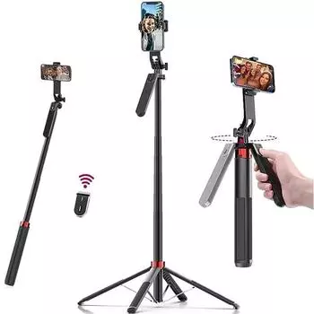 Штатив для селфи-палки 1,8 м для iPhone 11, 12, 13, 14, 15 Pro Max, телефона с пультом дистанционного управления и панорамным держателем с шаровой головкой 160cm