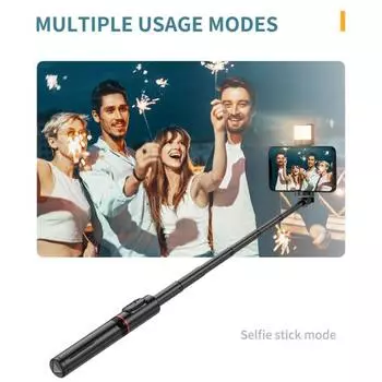 Штатив для селфи с заполняющим светом, телескопическая многофункциональная, интегрированная скрытая конструкция, вращающаяся на 360 градусов селфи-палка чёрный