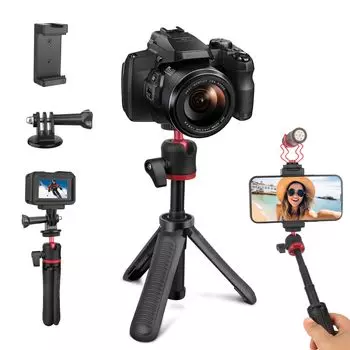 Штатив для смартфона Hemmotop, селфи-палка, компактная подставка для смартфона, 3 уровня, выдвижной мини-штатив, вращение на 360 градусов, горизонтальный и вертикальный