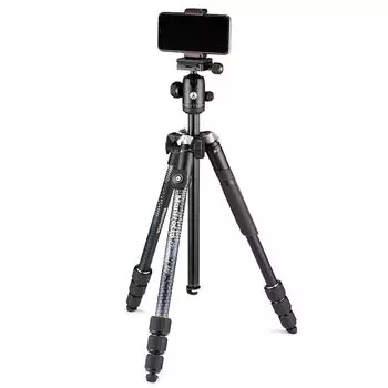 Штатив для смартфона Manfrotto Element MII, алюминиевый, 4-ярусный, MBT, черный, пульт дистанционного управления в комплекте, сумка для переноски в комплекте, адаптер для смартфона в комплекте