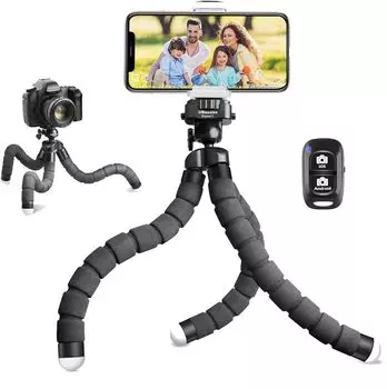 Штатив для смартфона UBeesize, вращающийся на 360 градусов, беспроводной пульт дистанционного управления, зажим для смартфона, легко совместимый с подходящими счетами-фактурами.