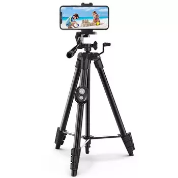 Штатив Eienn с пультом дистанционного управления, общая высота 4, изготовлен из ультра-сумки для хранения, совместим с iPhone, Android, черный, управление, ярусы, 134 см, уровень, 3-позиционная головка,