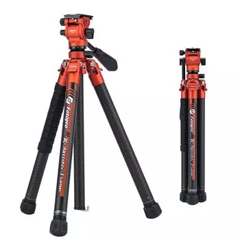 Штатив Fotopro 162CM Carbon, легкий, 1 кг, портативный, компактный, для путешествий, для цифровой зеркальной фотокамеры, максимальная нагрузка 10 кг, 3 Lite, видеокамера оранжевого цвета, X-Aircross