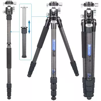 Штатив из углеродного волокна Компактный дорожный штатив Диаметр трубы 29 мм Общая высота 1815 мм ARTCISE 2024 Последняя разработка Легкая конструкция 4-ступенчатый гайка Тип замка монопод