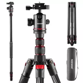 Штатив-монопод NEEWER New Edition из углеродного волокна, телескопический, 2-секционный, с центральной осью, шаровой головкой, QR-пластиной типа Arca для панорамной цифровой зеркальной фотокамеры