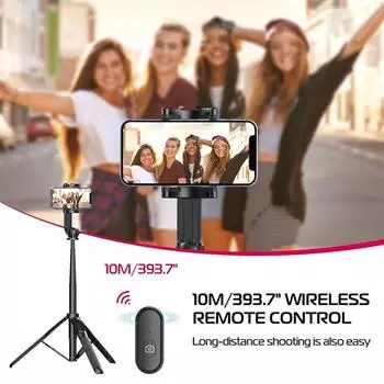 Штатив-палка для селфи для камеры смартфона Gopro 3 в 1 Профессиональный устойчивый выдвижной штатив для телефона со съемным пультом дистанционного управления чёрный