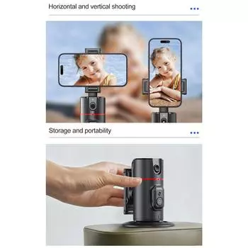 Штатив с автоматическим отслеживанием лица, держатель для телефона с автоматическим отслеживанием, настольная подставка для селфи, вращающаяся на 360 градусов чёрный