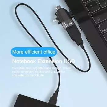 Штекер адаптера типа C. Зарядка. Быстрая передача данных. Компактный размер. Портативный универсальный Micro USB. чёрный