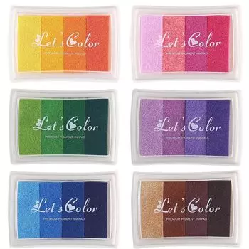 Штемпельная подушечка KALOLINNA со множеством фирменных чернил DIY может использоваться на ткани и в качестве развивающей игрушки разных цветов, в блокноте, блокноте, на дереве, в школе, в детском саду, (Набор 6)