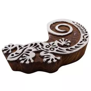Штемпели штемпеля штемпеля штемпеля штемпеля штемпеля ящерицы блока печатания высекаенные рукой для глины 5.7 x 3 Inches коричневый
