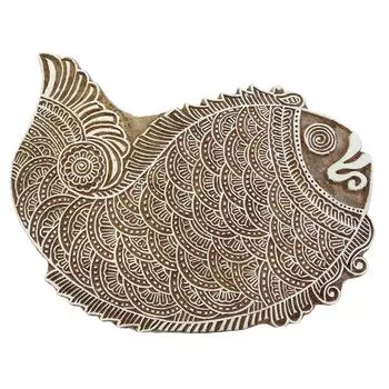 Штемпели ткани рыбы индийские деревянные печатая искусство деревянного блока декоративное 9.5 x5.7