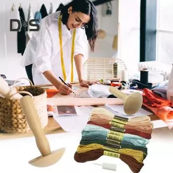 Штопка гриба с игольным ниткой Штопка дерева Яйцо Швейный инструмент DIY Швейные поделки Шляпы Брюки Свитера Носки Инструменты для починки дырок A