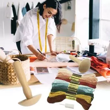 Штопка гриба с игольным ниткой Штопка дерева Яйцо Швейный инструмент DIY Швейные поделки Шляпы Брюки Свитера Носки Инструменты для починки дырок A