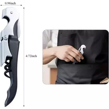 Штопор для вина из нержавеющей стали с резаком для фольги, двухшарнирный штопор для пробок, профессиональный штопор для винных бутылок,