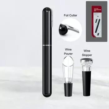 Штопор под давлением воздуха Устройство для удаления пробок Открывалки для штопоров с резаком для фольги Воздушный насос Открывалка для бутылок вина Открывалка для вина чёрный