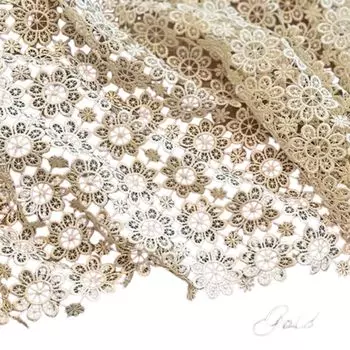 Штора Vivienne Cafe 25 x Gold All Lace Series Вышитая штора [Кружево 120 см] WK10125U1/GD золотой