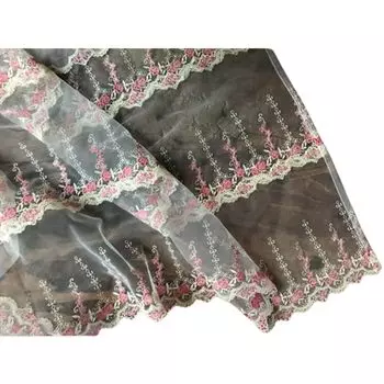 Штора Vivienne Cafe 45 x Pink Petit Rose Garden Series Вышитая штора WK011U1 [Кружево 120 см] розовый