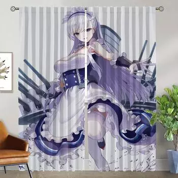 Шторы Azur Lane Anti-mosquitto для камеры, затемняющие шторы для комнаты, 2 панели, перегородки, украшения на Хэллоуин, шторы для гостиной и ребенка W50xH70cmx2pcs-CL