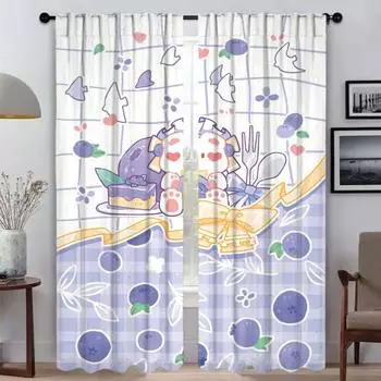 Шторы Bear Anti-mosquito для гостиной, занавески для украшения Хэллоуина, затемняющие шторы, 2 шт., кухня W50xH70cmx2pcs-CL