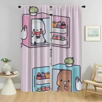 Шторы Bubu и Dudu для гостиной, шторы для комнаты, 2-панельные шторы для домашнего интерьера, перегородки, украшения на Хэллоуин W50xH70cmx2pcs-CL