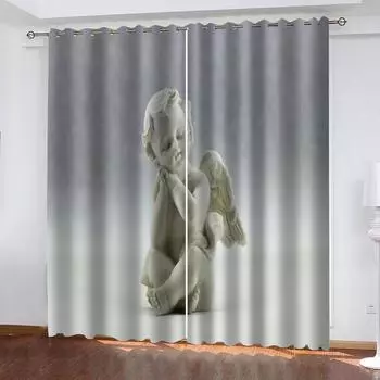 Шторы для детской комнаты, 3D-шторы с крыльями ангела для спальни, современное украшение для дома, затемняющие шторы для гостиной, подарок для мальчика и девочки 70Wx160Hcmx2&Grommet Top