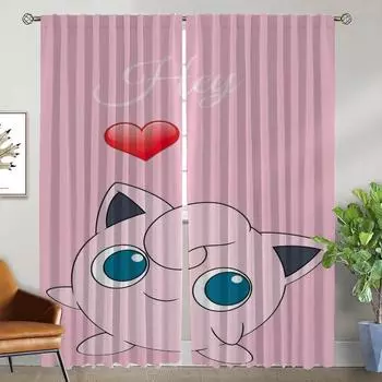 Шторы для детской комнаты P-pokemones Шторы для гостиной Домашний интерьер Шторы для камеры Украшения на Хэллоуин Тюль для спальни W50xH70cmx2pcs-CL