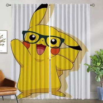 Шторы для детской комнаты PikachuS, кухонные шторы, 2 шт., украшения на Хэллоуин, затемняющие шторы, тюль для перегородки в спальне W50xH70cmx2pcs-CL