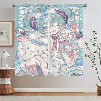 Шторы для девочек-макарон для украшения спальни, кухонные шторы, салон, 2 шт., дешевые вещи с бесплатной доставкой для домашнего перегородки W50xH70cmx2pcs-CL