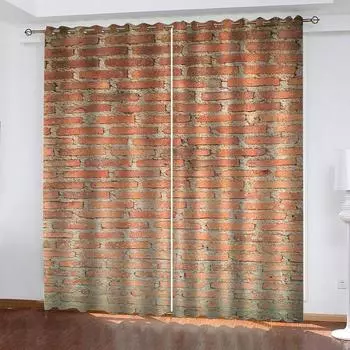 Шторы для дома 3D винтажная красная кирпичная стена искусство затемнение спальня окно шторы комплект для гостиной 2 шт бесплатная доставка W70xH160cmx2&Grommet Top