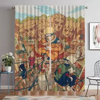 Шторы для домашнего интерьера Наруто для камеры, современные шторы для гостиной, 2 шт., украшения на Хэллоуин, затемняющие шторы, абажуры W50xH70cmx2pcs-CL