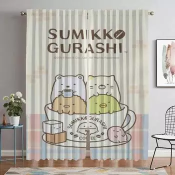Шторы для гостиной Шторы для комнаты 2 панели Сумикко Гураши Хэллоуин Украшение для домашнего интерьера Шторы для перегородок W50xH70cmx2pcs-CL
