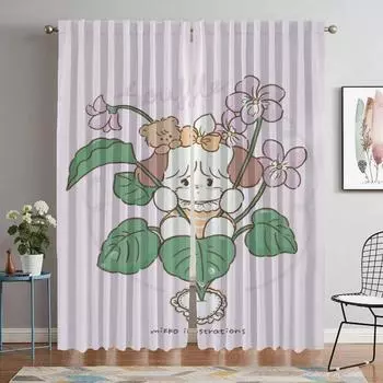 Шторы для гостиной Шторы Mikko Home Interior Шторы 2 шт. Разделение Хэллоуин Украшения Оттенки Тюль для спальни W50xH70cmx2pcs-CL