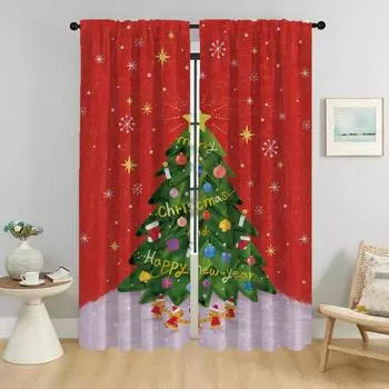 Шторы для гостиной, занавески на Рождество, Хэллоуин, украшения для дома, занавески из 2 частей, тюль для спальни W50xH70cmx2pcs