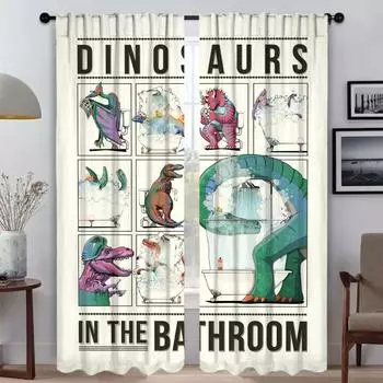 Шторы для гостиной, занавески с динозаврами, для ванной, туалета, для домашнего интерьера, 2 шт., перегородки, жалюзи, украшения на Хэллоуин W50xH70cmx2pcs-CL