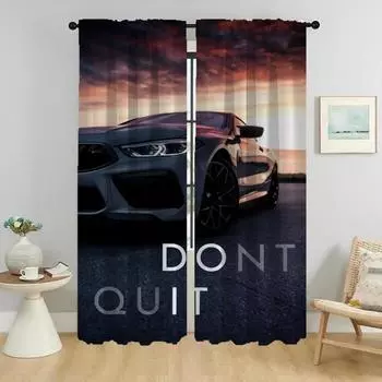 Шторы для кухни BMW, занавески для гостиной, занавески для домашнего интерьера, 2 шт., тюль для украшения Хэллоуина для спальни W50xH70cmx2pcs-CL