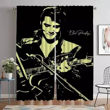 Шторы для кухни Elvis Shades для гостиной, затемняющие шторы, 2 шт., тюль для спальни, элегантный дом для камеры W50xH70cmx2pcs-CL