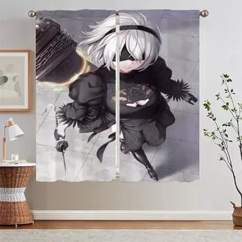 Шторы для кухни Шторы 2 шт. Окно Nier Automata Ткань Шторы Подхваты Щупальца Таможня Бесплатная Доставка Товары W50xH70cmx2pcs-CL