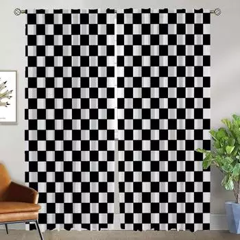 Шторы для окон для комнаты, 2 панели, тюль в шахматном порядке для спальни, шторы для домашнего интерьера, 2 шт., украшения на Хэллоуин, абажуры для детей W50xH70cmx2pcs-CL