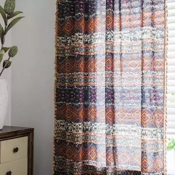 Шторы для окон Yousheng, легкие в уходе, не выцветают, не мнется, устойчивы к разрывам, полузатеняющие, с кисточками, в этническом стиле, для окон, товары для дома 160cm