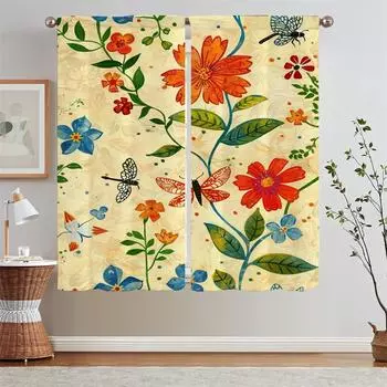 Шторы для украшения гостиной, акварельные цветы, розовые шторы по акции, бесплатная доставка, затемняющие жалюзи, жалюзи-кудри W50xH70cmx2pcs-CL