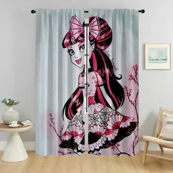 Шторы Дракулаура для гостиной Шторы для комнаты 2-х панельные шторы Домашний интерьер Шторы Раздел Хэллоуин Украшение Камера W50xH70cmx2pcs