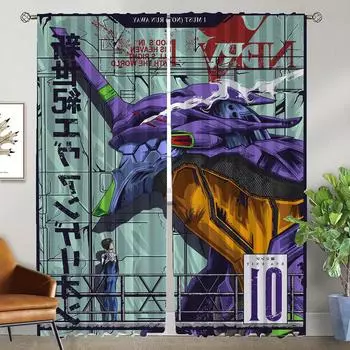 Шторы Evangeliones для спальни Шторы для детской комнаты Перегородка затемняющие шторы для комнаты 2 панели Хэллоуин украшения Шторы W50xH70cmx2pcs-CL